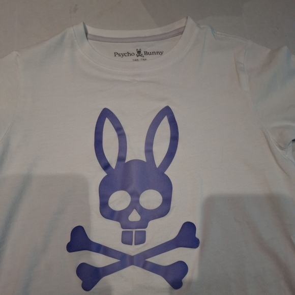 Psycho Bunny Boy 's White and Blue Short Sleeve Tee Size 7-8 - Picture 3 of 8
